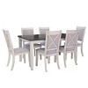 Powell 7pc Benoit Solid Wood Dining Set White: Modern Farmhouse Style, Padded Upholstered Chairs - image 2 of 4