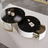 ALEXOUN Modern Round Nesting Coffee Table Set with Drawer - Fluted Elegant Design,Gold Frame for Living Room & Bedroom,Small Space - 2 of 4