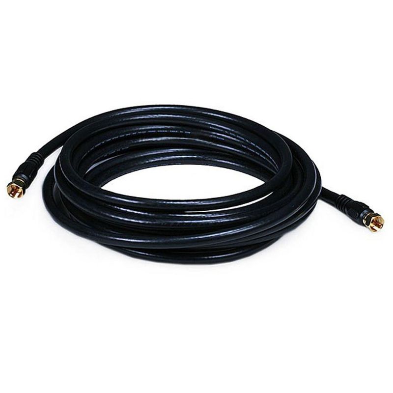 Monoprice Video Cable - 15 Feet - Black | RG6 Quad Shield CL2 Coaxial Cable with F Type Connector, 1 of 3