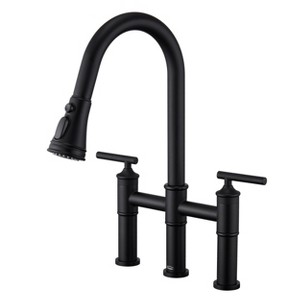 CLIHOME 3-Hole Pull Down 2-Handle Kitchen Faucet With 360 Swivel Spout - 1 of 4