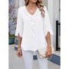 Clearlove Womens 3/4 Length Sleeve Tops Blouses V Neck Cute Ruffle Dressy Casual Business Work Shirts - 3 of 4