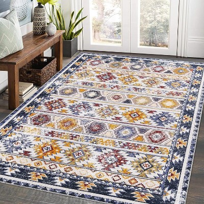 Area Rug Living Room Rug Non Slip Washable Rugs for Bedroom Boho Aesthetic Carpet Stain-Resistant Foldable Thin Floor Cover