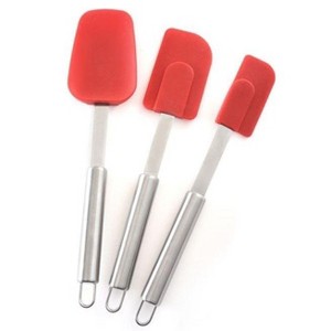 Norpro 3 Piece Silicone / Stainless Steel Kitchen Spatula Set - Red - 1 of 4