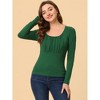 Allegra K Women's Solid Color Ruched Front Scoop Neck Long Sleeve Basic Tops - 2 of 4