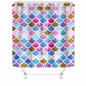 Color Fish Scale Pattern Shower Curtains for Bathroom Waterproof Fabric Bath Curtain Durable Soft Stylish Bathroom Decor 72x72 Inch - 1 of 1