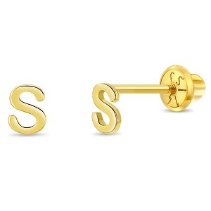 Girls' Itsy Bitsy Initial Letter Screw Back 14k Gold Earrings - In Season Jewelry - 1 of 4