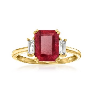 Ross-Simons 2.70 Carat Ruby and .30 ct. t.w. White Topaz Ring in 18kt Gold Over Sterling - 1 of 4