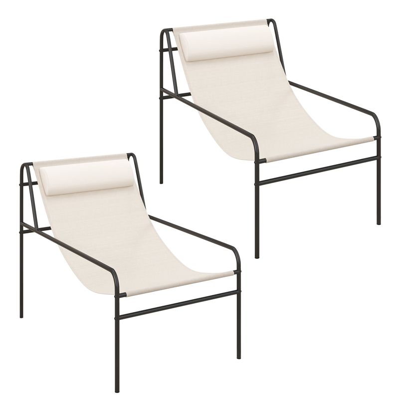 Tangkula 2 Pieces Patio Sling Chair Modern Accent Chair w/ Removable Headrest & Sturdy Metal Frame, 1 of 10