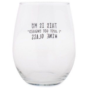 Elanze Designs My Just Got Engaged Glass 14 Ounce Black Stemless Wine Glass Tumbler - 1 of 2