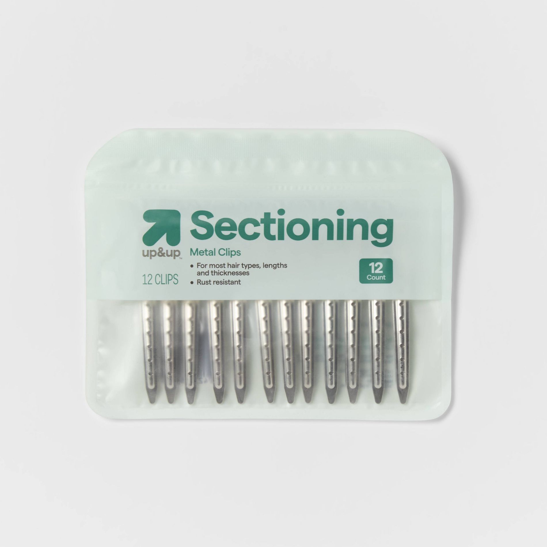 Hair Sectioning Metal Hair Clips - 12pk - Silver - up&up™
