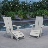 Merrick Lane Set of 2 Adirondack Slatted Back Patio Chairs With Accompanying Foot Ottomans - 2 of 4