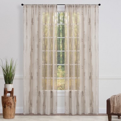 Chanasya 2pk Embroidered Botanical Floral Sheer Window Curtain Panels - Set of 2