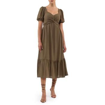 August Sky Women's Empire Waist Midi Dress Rdc2045_light Olive_large ...