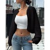 Womens Bolero Shrug Sweaters Long Sleeve Open Front Rib Knit Cropped Cardigan Sweater - 2 of 4