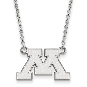 Black Bow Jewelry 10k White Gold Minnesota Golden Gophers NCAA Necklace 18 Inch - 1 of 4