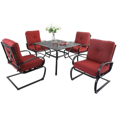 William 5pc Patio Dining Set with Square Table - Red - Captiva Designs