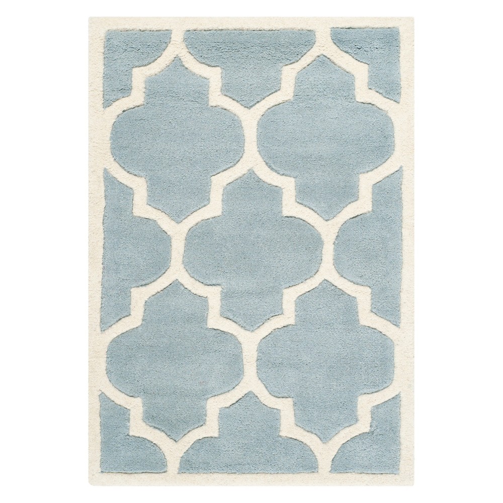 3'x5' Brandy Quatrefoil Design Tufted Area Rug Blue/Ivory - Safavieh