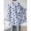Heart Cardigan Sweater for Women Oversized Valentine Cardigan Cute Love Print Open Front Knit Sweaters Coat with Pockets - 4 of 4