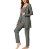 cheibear Women's 3pcs Knit Lounge Sleepwear Pants Shrug Cardigan  Pajama Set - 2 of 4