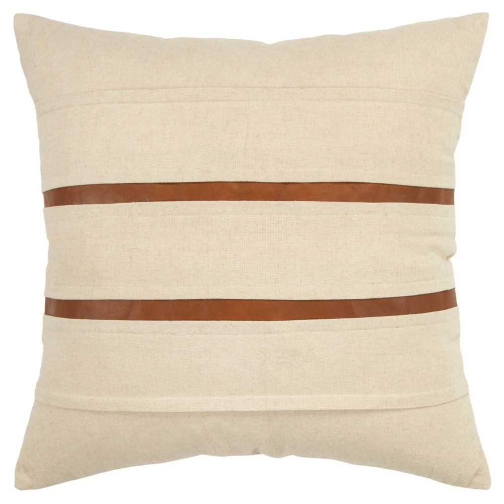 Photos - Pillow 20"x20" Oversize Striped Polyester Filled Square Throw  Cream - Donny Osmond Home
