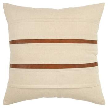 20"x20" Oversize Striped Polyester Filled Square Throw Pillow Cream - Donny Osmond Home