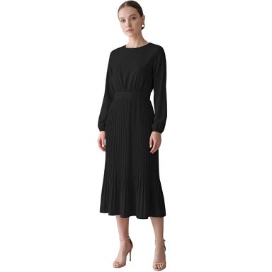 a line flowy midi dress INSPIRE CHIC Women's Crew Neck Long Lantern Sleeve High Waisted Pleated X Large Black cowboy Carter dress and endlessly wearable. Lovskoo Women's Sequin Halter Size:Size 4
