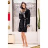 ADR Women's Short Bathrobe, Womans Robe Plush Faux Fur Accents Fuzzy Feather Bath Robe - 4 of 4