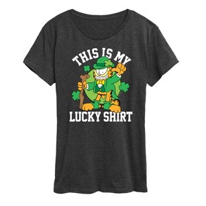 Women's - Garfield - This Is My Lucky Shirt Short Sleeve Graphic T-Shirt - 1 of 4