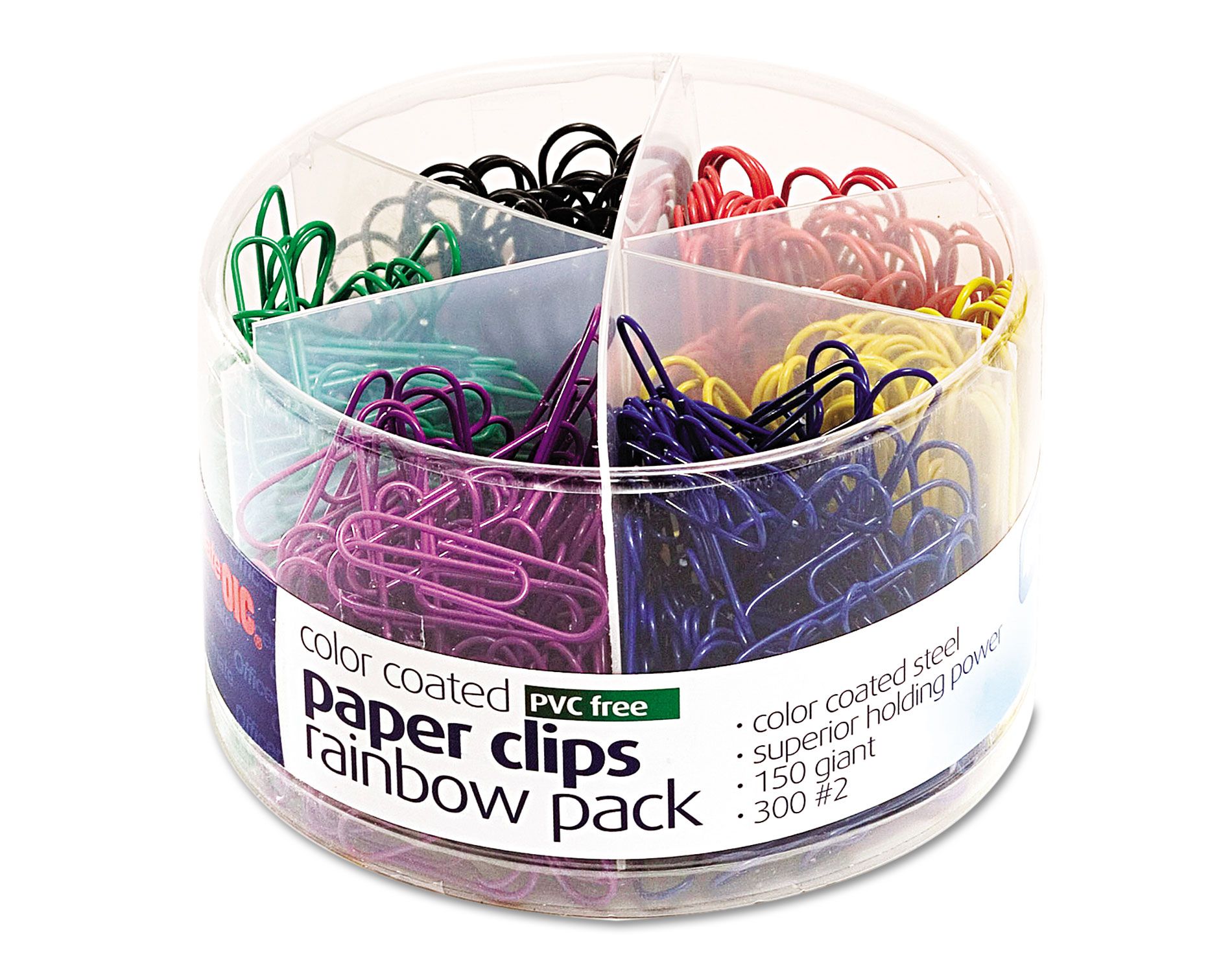 Officemate Plastic Coated Paper Clips Assorted Colors 300 Small Clips 150 Giant Clips 97227