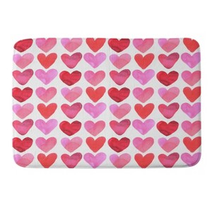 Amy Sia Heart Watercolor Memory Foam Bath Rug Red - Deny Designs: Abstract Design, Machine Washable, Microfiber Bath Mat - 1 of 4
