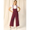 Allegra K Women's High Waist Wide Leg Belted Button Long Overalls Jumpsuit - 3 of 4