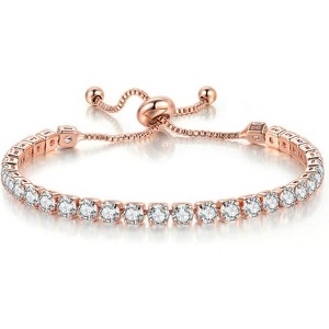 Cloth Women's Delicate Tennis Bracelet - Adjustable Slide Bracelet with White Gold Plated Diamonds and Cubic Zirconia - 1 of 4