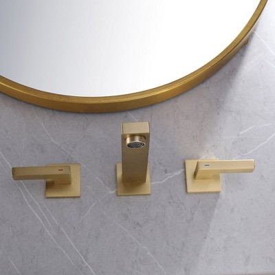Brushed Gold Wall-Mount 2-Handle Bathroom Faucet