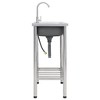 vidaXL Camping Sink Single Basin with Tap Stainless Steel - 3 of 4