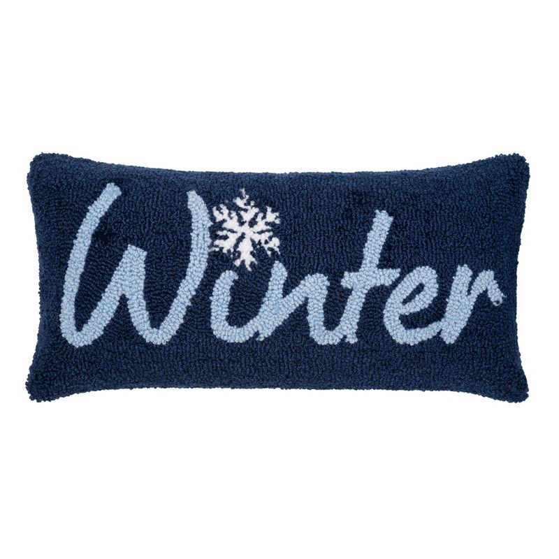 C&F Home Winter Snow flake Hooked Pillow, 1 of 5