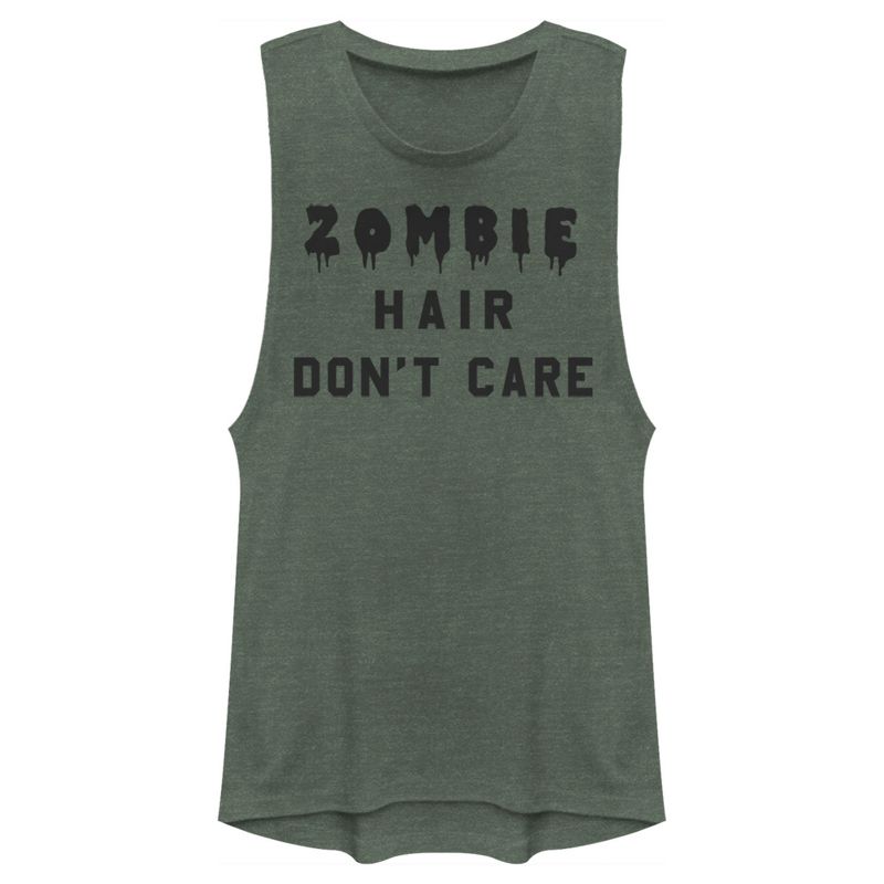 Juniors Womens Lost Gods Halloween Zombie Hair Don't Care Festival Muscle Tee, 1 of 5