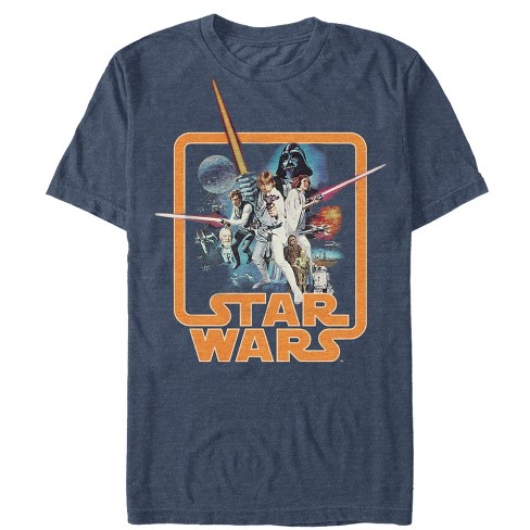 Men s Star Wars Throwback T Shirt Navy Heather X Large