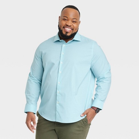 Men's Big & Tall Performance Dress Standard Fit Long Sleeve Button-Down  Shirt - Goodfellow & Co™ Aqua Blue MT