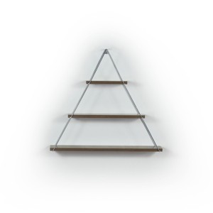 FONTOI 3 Tier Triangle Storage Shelves Wall Mounted, Hanging Shelf with Metal Brackets for Collectibles, Walnut, 29"*23"*5" - 1 of 4