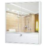 Costway Bathroom Cabinet Medicine Cabinet Double Mirror Door Wall Mount Storage Wood Shelf White
