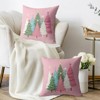 Pink Christmas Pillow Covers 18X18 Set of 2, Colorful Xmas Tree Print Winter - 3 of 4