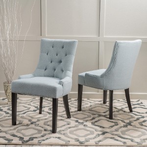 Lyngins Contemporary Tufted Dining Chairs (Set of 2), Diamond Stitch Upholstered Kitchen Chairs & Living Room Chairs with Wood Legs - 1 of 4