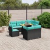 vidaXL Patio Sofa Set with Cushions Outdoor Furniture 9 Piece Poly Rattan - Black without storage - 2 of 4