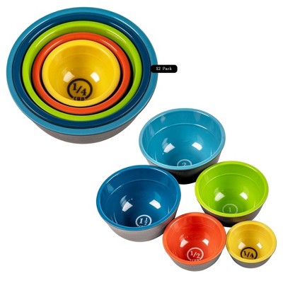 Prepara Two-Tone Melamine Measuring Bowls Set, 10-Piece Multi-Color Nesting Bowls, Durable BPA Free Food Safe Melamine with Matte Ceramic Finish