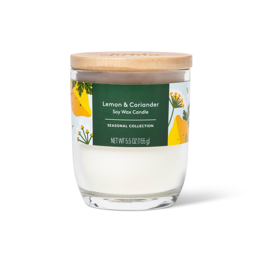 Flame Candle - Lemon & Coriander - 5.5oz - Everspring™(( pack of 4 candles) 