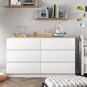 CIPACHO Modern White Roomy Storage Chest 6 Drawer Double Dresser Perfect for Bedroom Closet Living Room to Clear Clutter and Brighten Home Vibe - 1 of 4