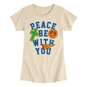 Girls' - Instant Message - Peace Be With You Fitted Short Sleeve Graphic T-Shirt - 1 of 4