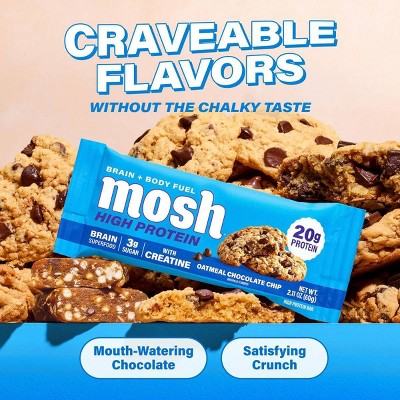 MOSH Oatmeal Chocolate Chip High Protein Bars with Creatine - 20g Protein - 8.44oz/4ct
