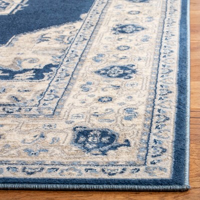 Heirloom Inspired Navy & Cream 6' x 9' Synthetic Area Rug
