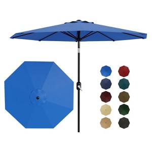 Patio Umbrella 9ft, Table Umbrella Outdoor Patio UV Protection with Crank Lift & Push Button Tilt, 8 Sturdy Ribs for Yard, Deck, Pool - 1 of 4